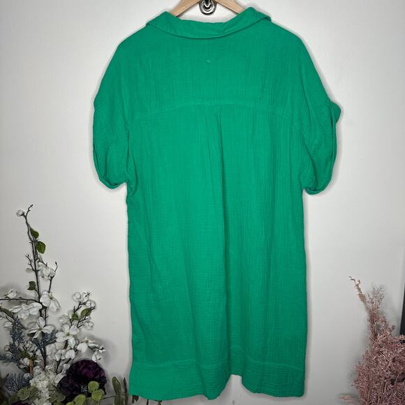 J. CREW V-Neck Shirt Dress in Soft Gauze Kelly Green Sz XXL {3P33} - Picture 3 of 6
